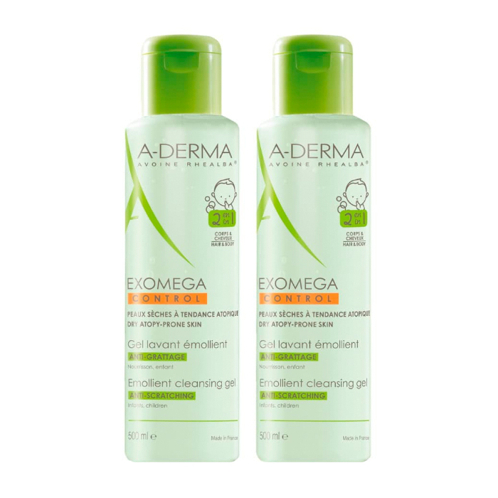 A-DERMA EXOMEGA GEL DE LAVAGEM EMOLIENTE 2 EM 1 CORPO E CABELO 200 ML