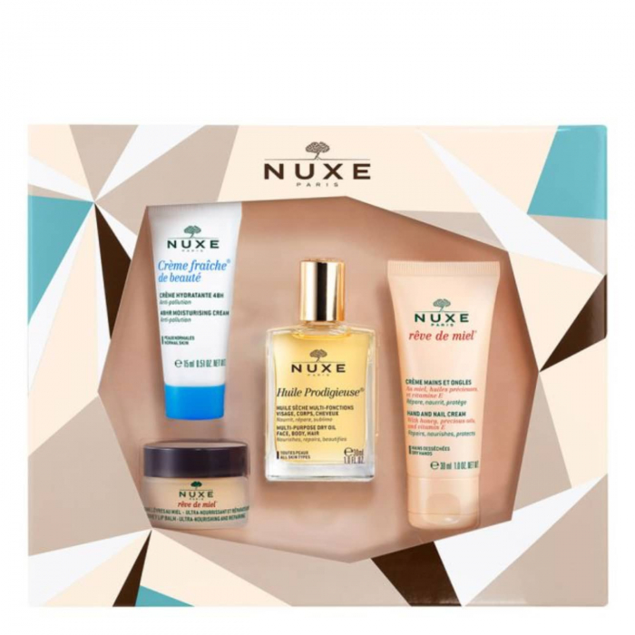 Nuxe Pack Huile Prodigieuse 50 Ml + Creme Fraiche 30 Ml + Labios Reve De  Miel