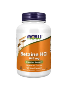 Now Betaina HCL 648mg Cápsulas Vegetais 120un.