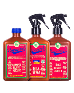 Lola Kit Rapunzel Shampoo Rejuvenescedor 250ml + Tónico do Crescimento 250ml + Milk Spray Condicionador Leave-In 250ml
