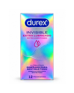 Durex Invisible Extra Lubrificado Preservativos 12unid.