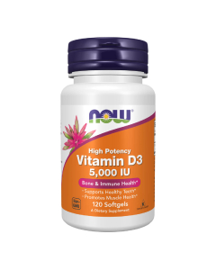Now Vitamin D-3 5000 UI Suplemento Alimentar Saúde Óssea 120unid.