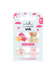 Invisibobble Kids Clipstar Bearly Bloomed Ganchos de Cabelo 4unid.