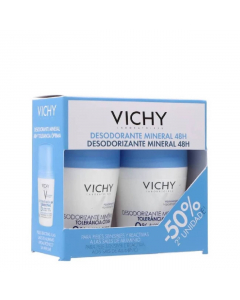 Vichy Desodorizante Roll-On Mineral Pele Sensível 48h Pack 2x50ml