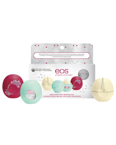 EOS Smooth Sphere Lip Balm Pack Bálsamo Labial Menta + Baunilha + Mirtilo 3x7gr.