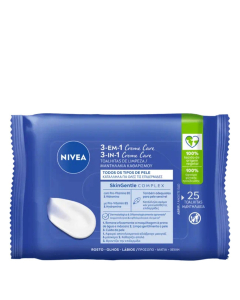 Nivea 3-em-1 Creme Care Toalhitas de Limpeza Desmaquilhantes 25unid.