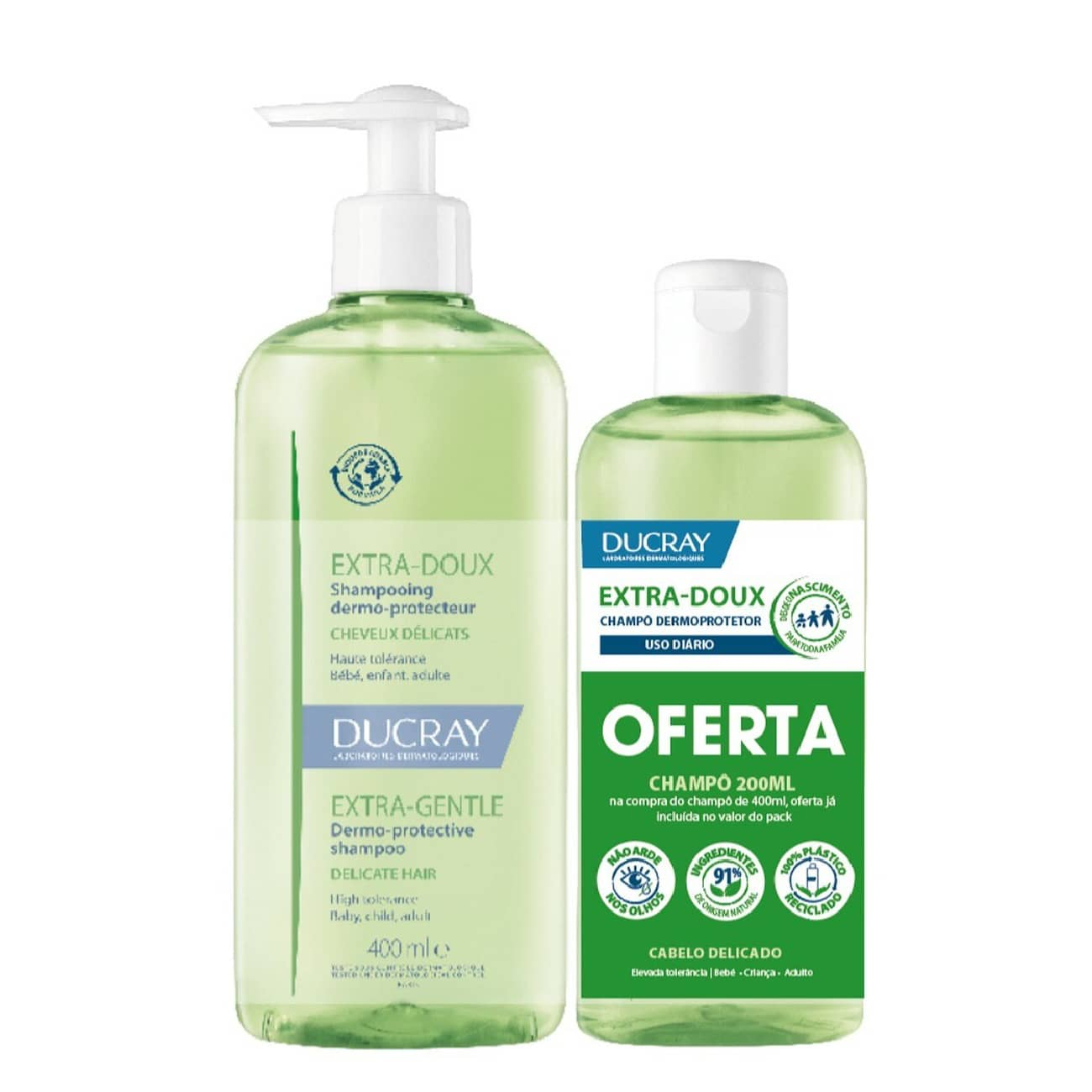 Ducray Extra-Doux Shampoo Extra Suave Pack 400ml + 200ml