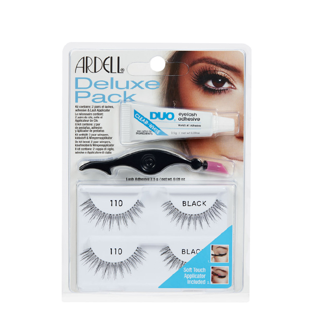 Deluxe Pack 110 Black 2 Pares Pestañas Postizas + Adhesivo + Ap