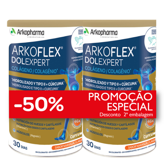 Cola Hidrolisada ArkoFlex e Curcuma Sabor Laranja 2x390g DUPLO